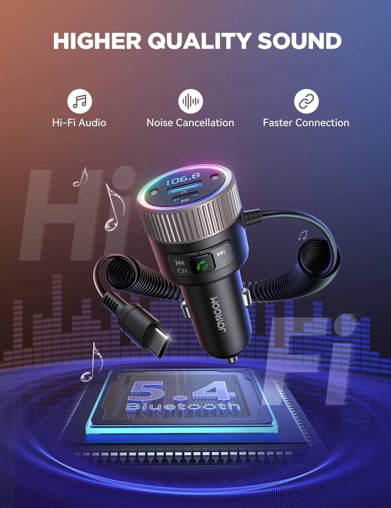 JOYROOM JR-CCB02 60W Car Wireless FM Transmitter