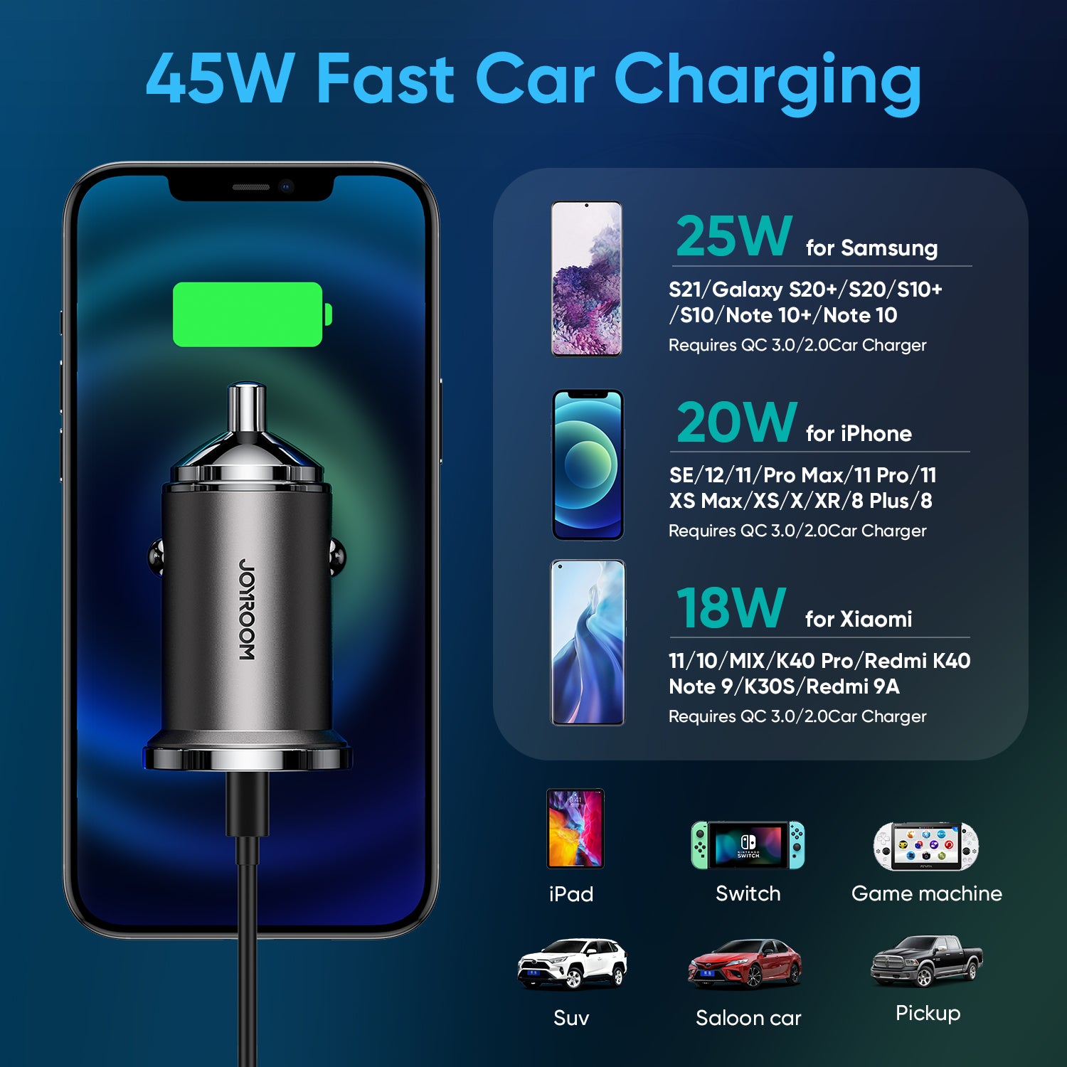 C-A35 45W Mini 2-port ring-pull fast car charger