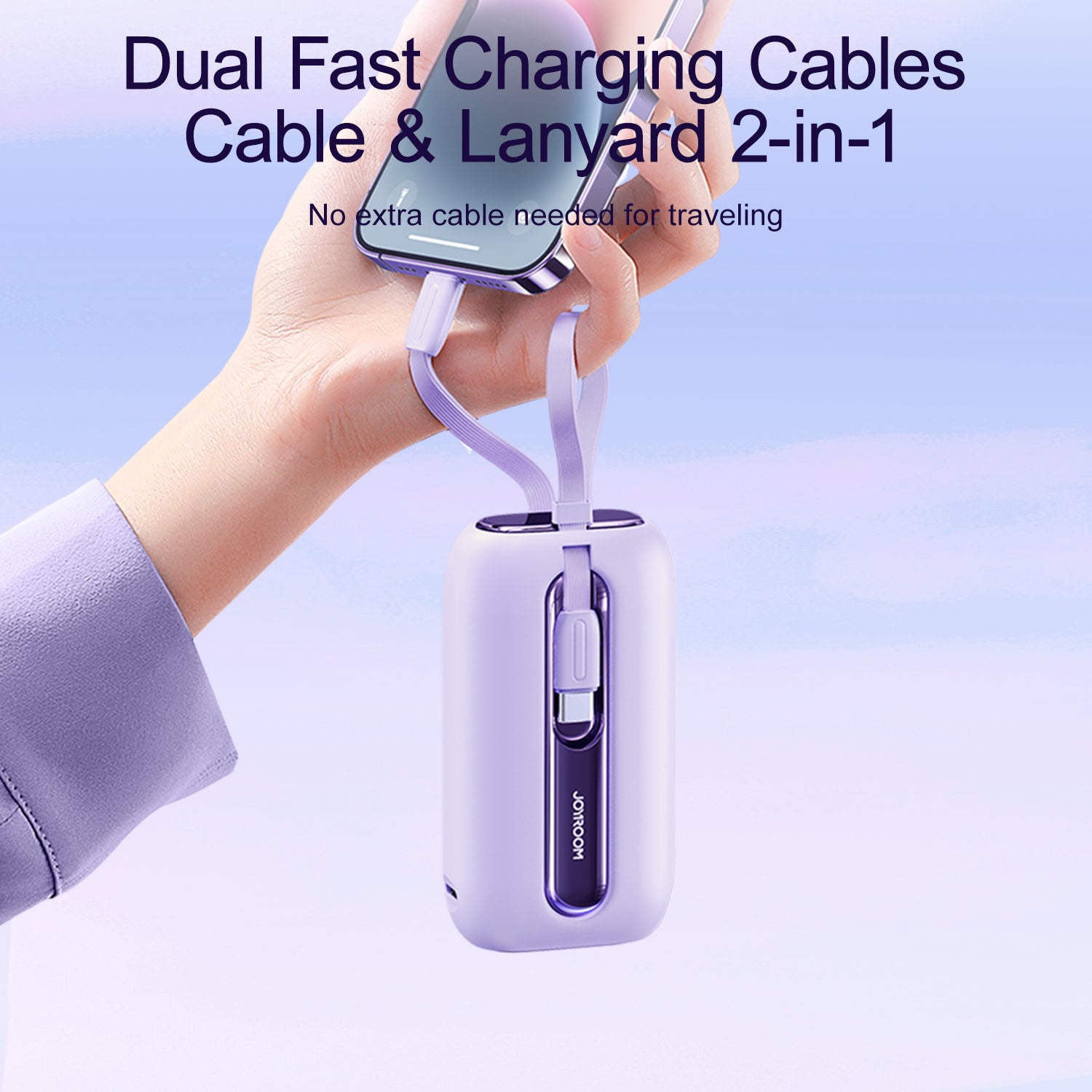 JR-L013 Colorful Series 12W mini Power Bank with Dual Cables 10000mAh