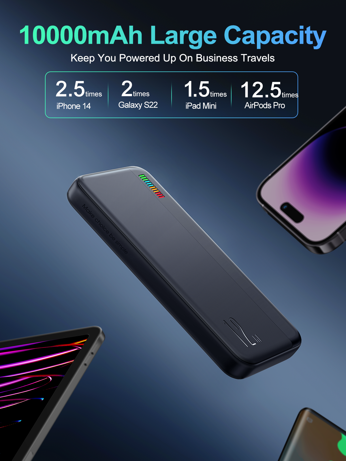 JR-T016/17/18 Dazzling Series 12W Power Bank (With USB to Type.C 0.25m Cable) 10000mAh 20000mAh 30000mAh
