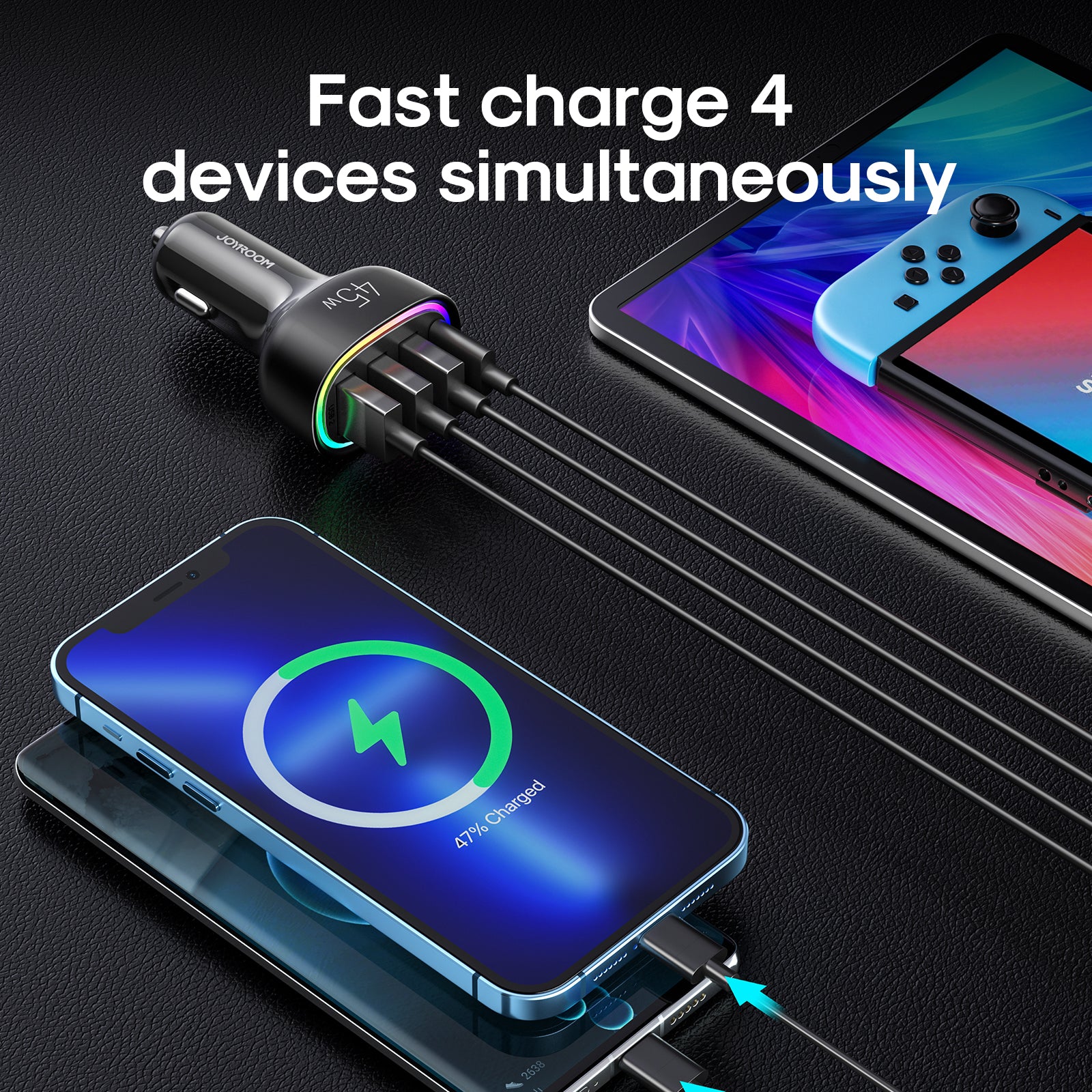 JR-CL09 45W 4-port Car Charger