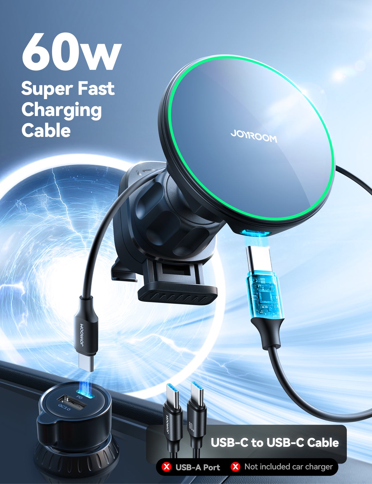 JOYROOM JR-ZS412 Magnetic Wireless Air Vent Car Charger Mount