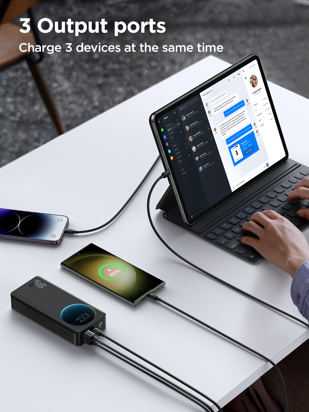 JR-PBF01/02/03 30W Power Bank 10000mAh/20000mAh/30000mAh-Black (With USB to Type-C Cable 0.25m-Black)
