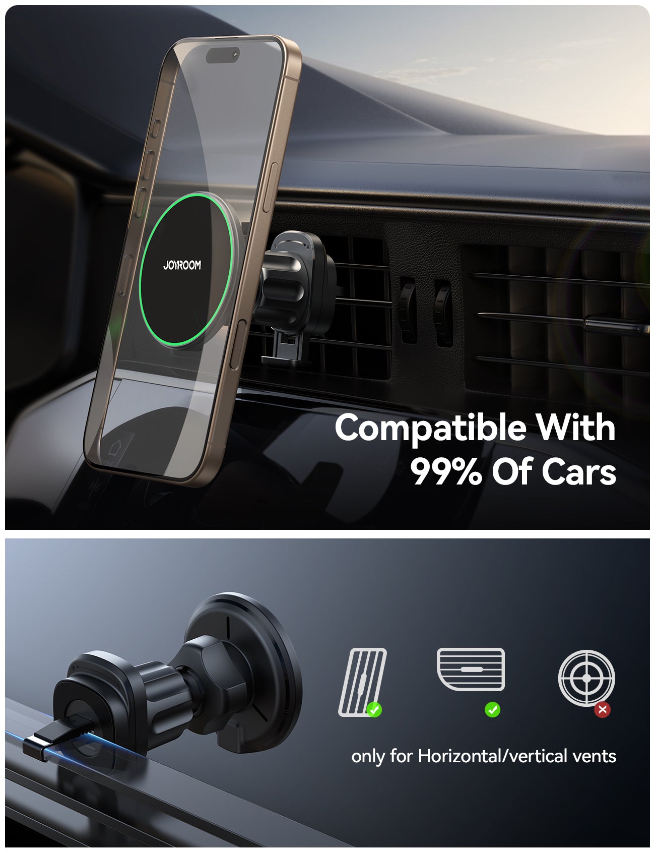 JOYROOM JR-ZS412 Magnetic Wireless Air Vent Car Charger Mount