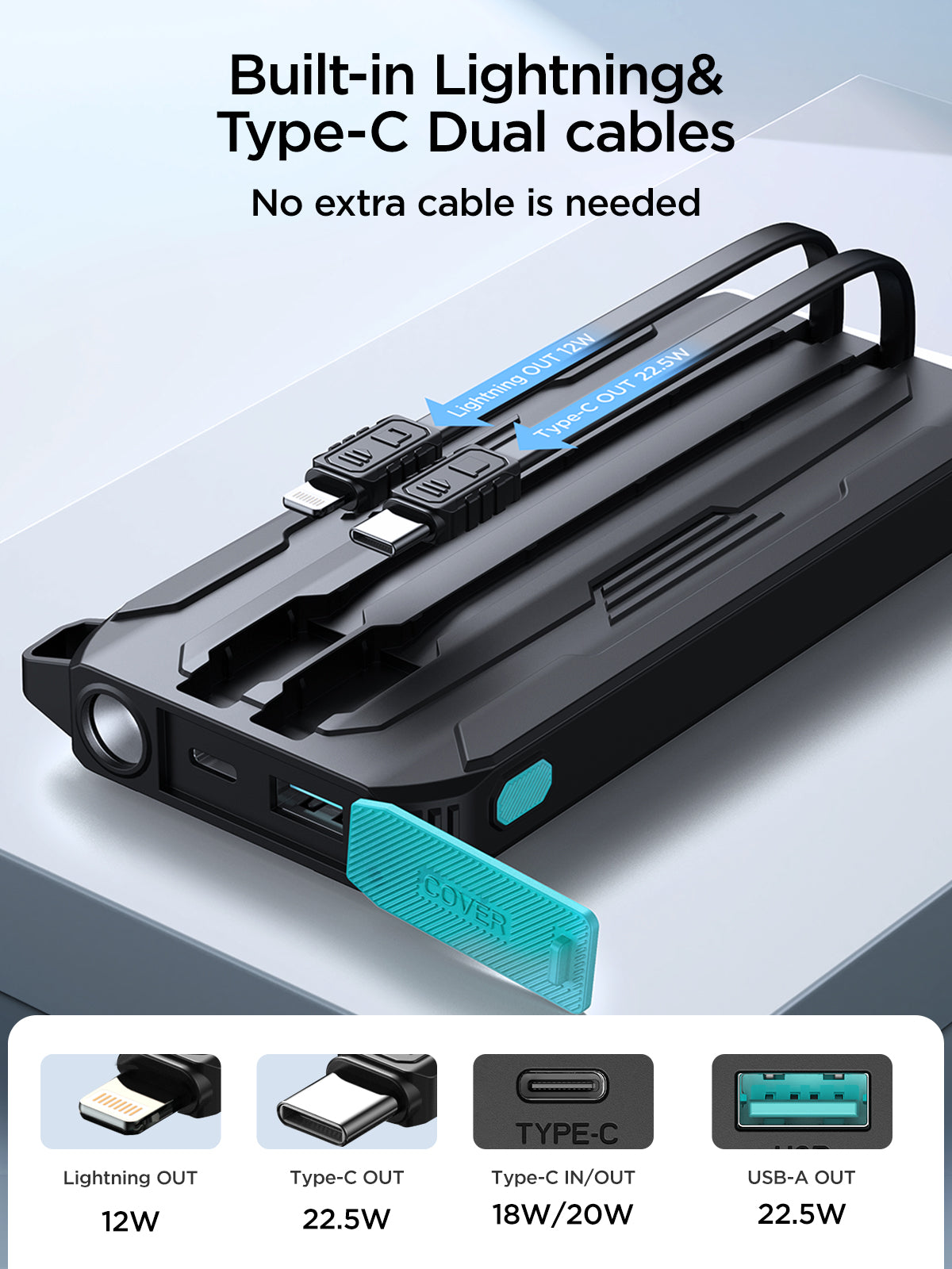 JOYROOM JR-L017 22.5W Power Bank 1000mAh with Dual Cables