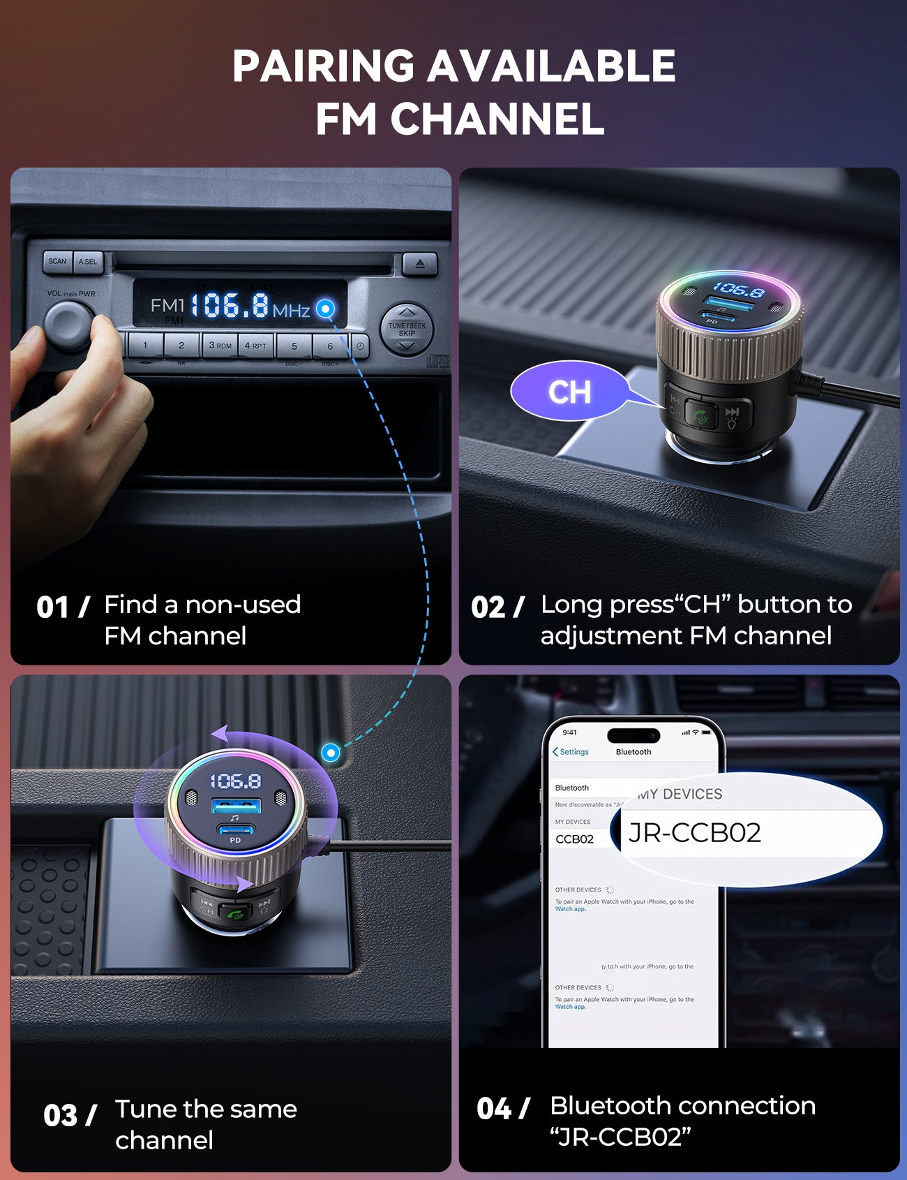 JOYROOM JR-CCB02 60W Car Wireless FM Transmitter
