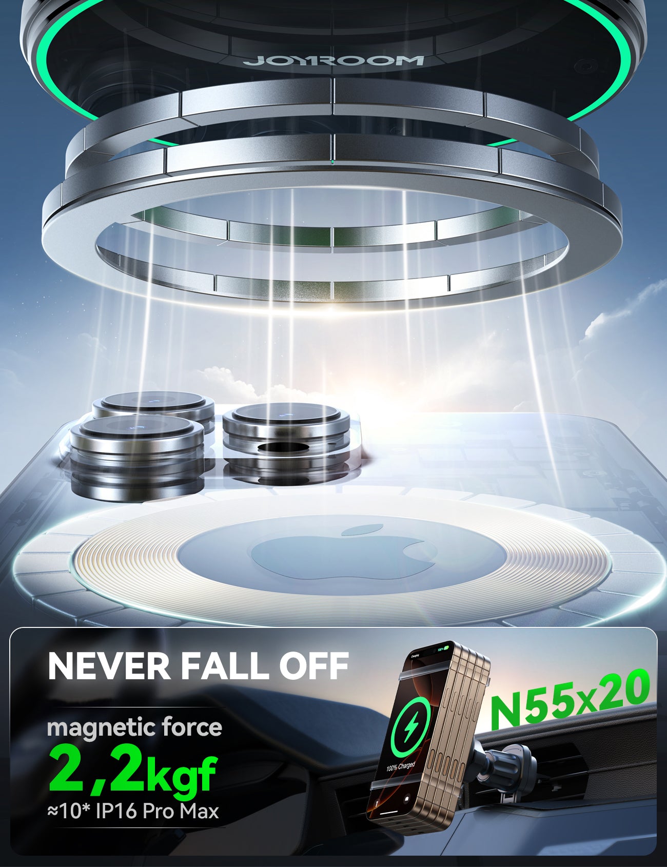 JOYROOM JR-ZS412 Magnetic Wireless Air Vent Car Charger Mount