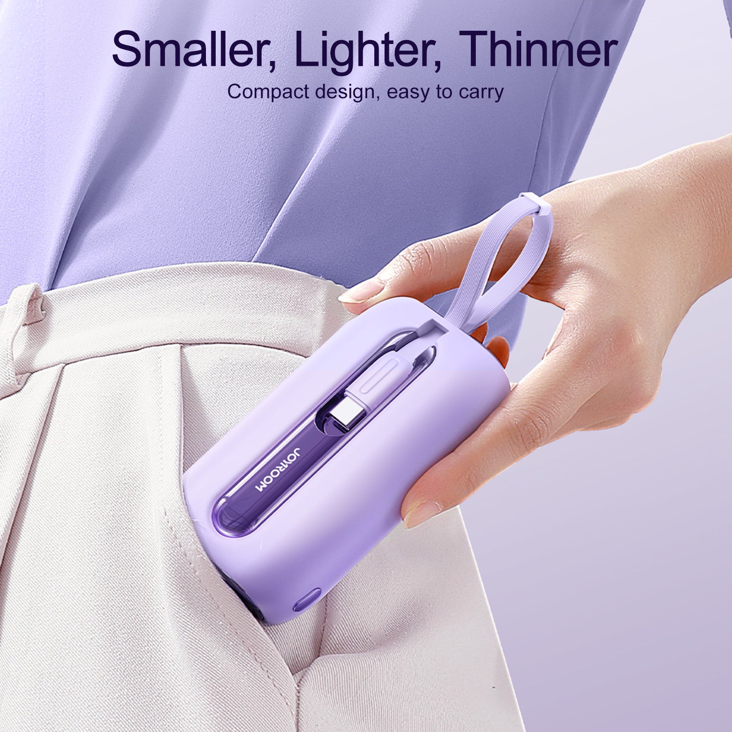 JR-L013 Colorful Series 12W mini Power Bank with Dual Cables 10000mAh