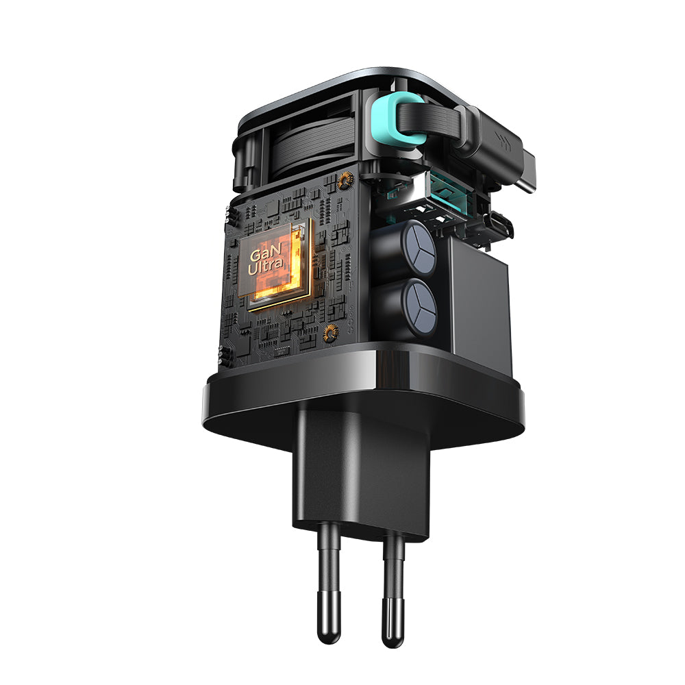 JOYROOM JR-TCL02 GaN 65W Charger with Retractable Cable