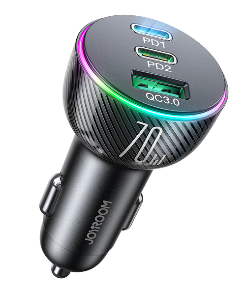 JR-CL26 70W 3-Port (2PD+1USB) Car Charger