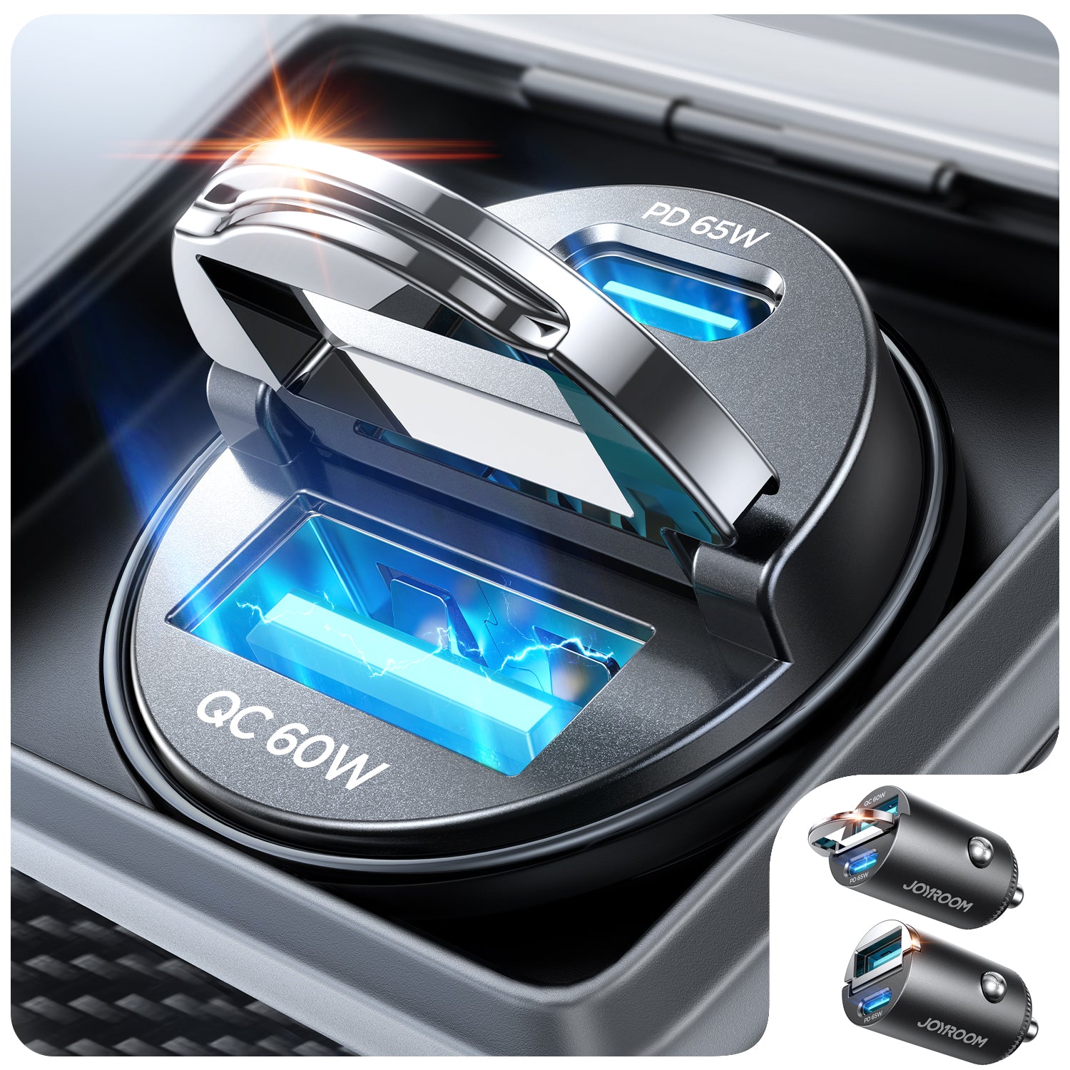 JOYROOM JR-CCN18 Car 125W Mini Car Charger with Pull Ring(2 Pack)