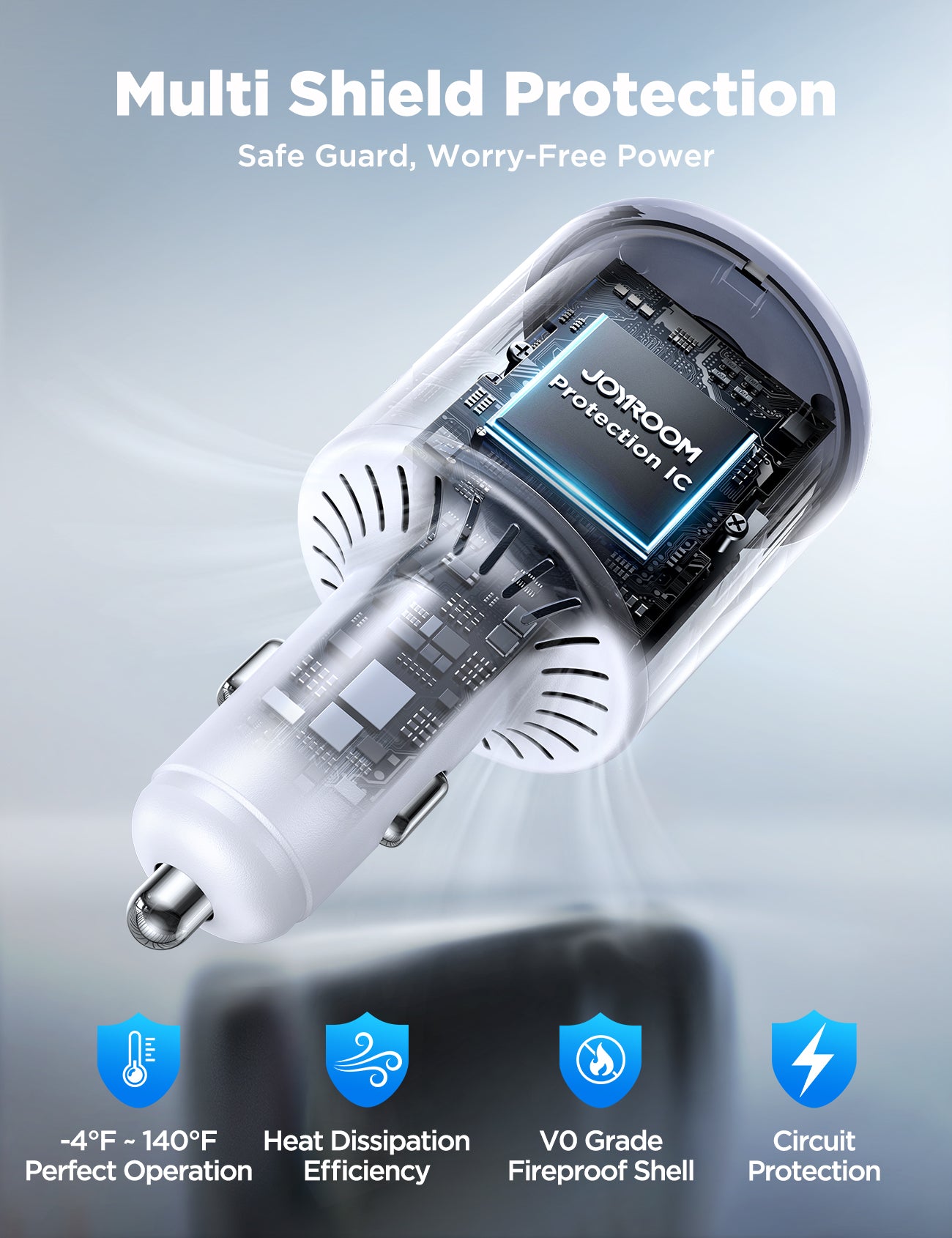 JOYROOM JR-CL33 White 3-Port Starlink Mini 30V Car Adapter