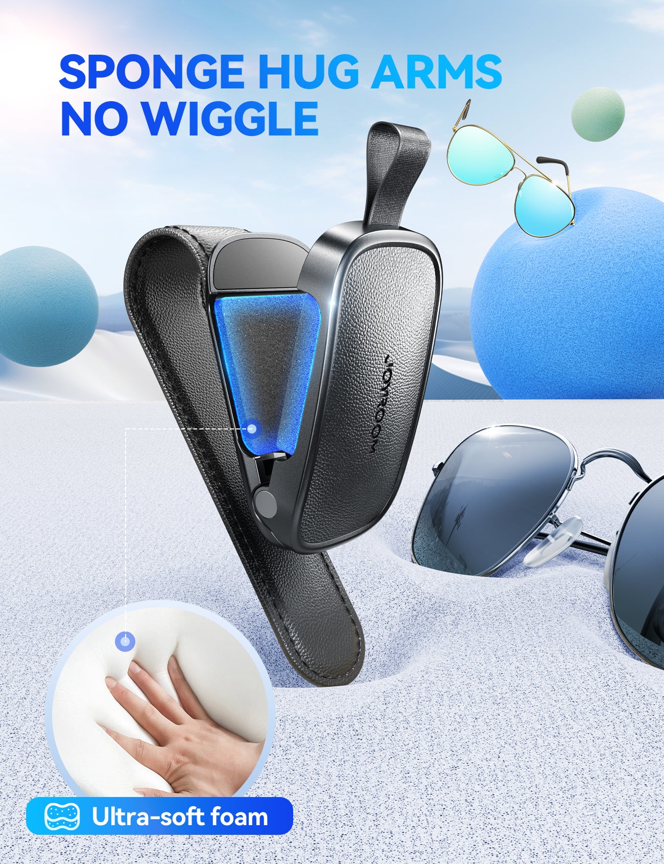 JOYROOM JR-ZS511 Magnetic One-hand Car Visor Sunglasses Holder Clip