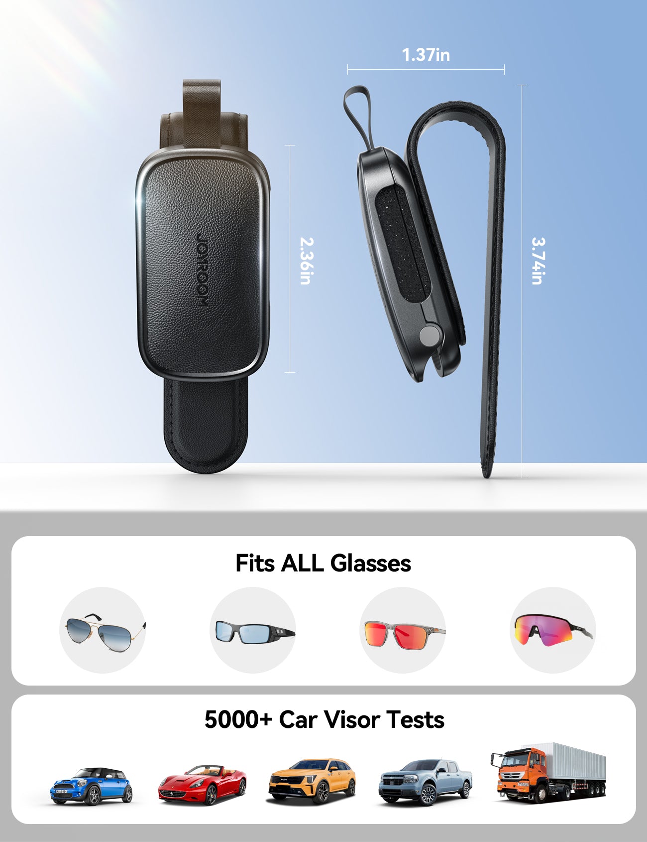 JOYROOM JR-ZS511 Magnetic One-hand Car Visor Sunglasses Holder Clip