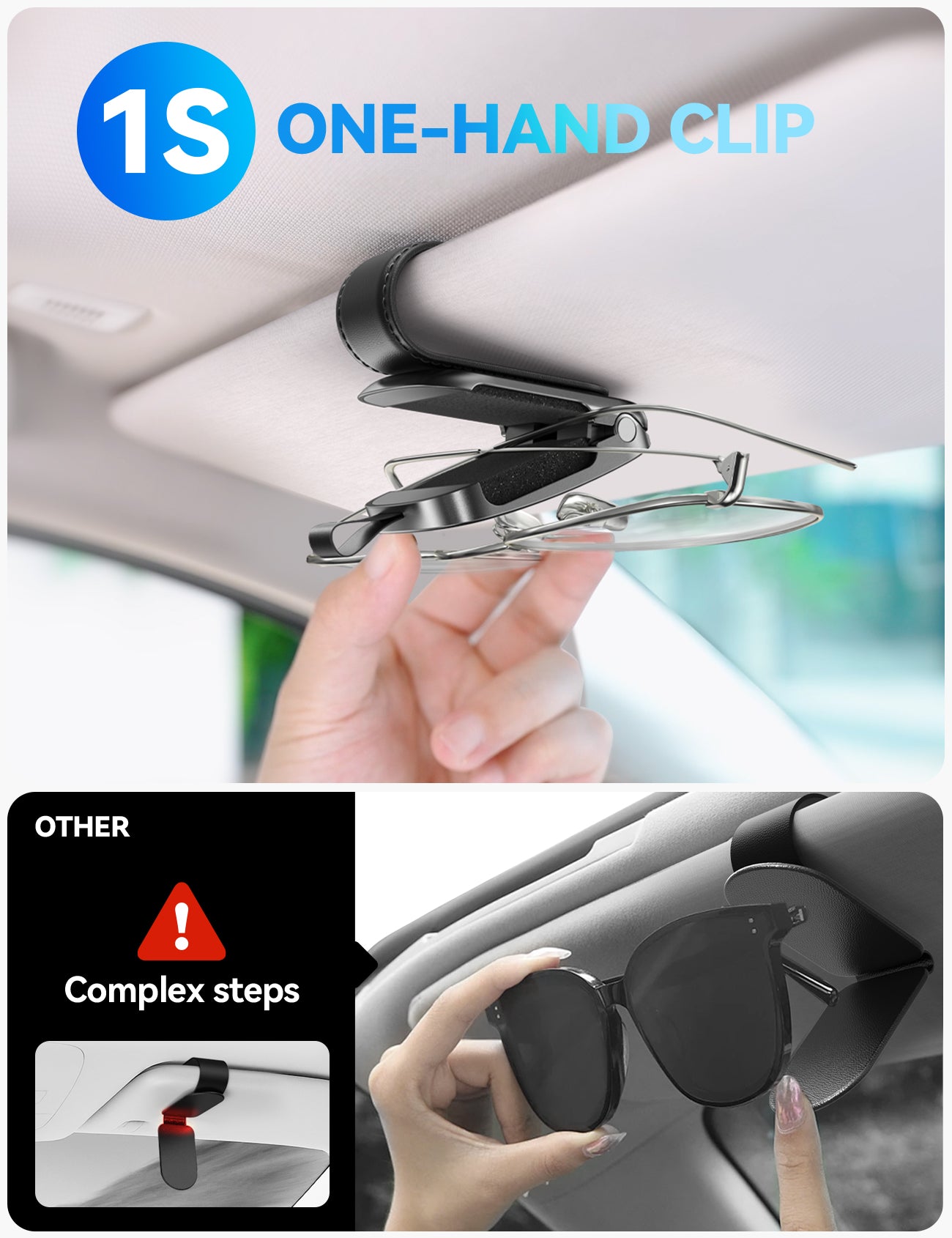 JOYROOM JR-ZS511 Magnetic One-hand Car Visor Sunglasses Holder Clip