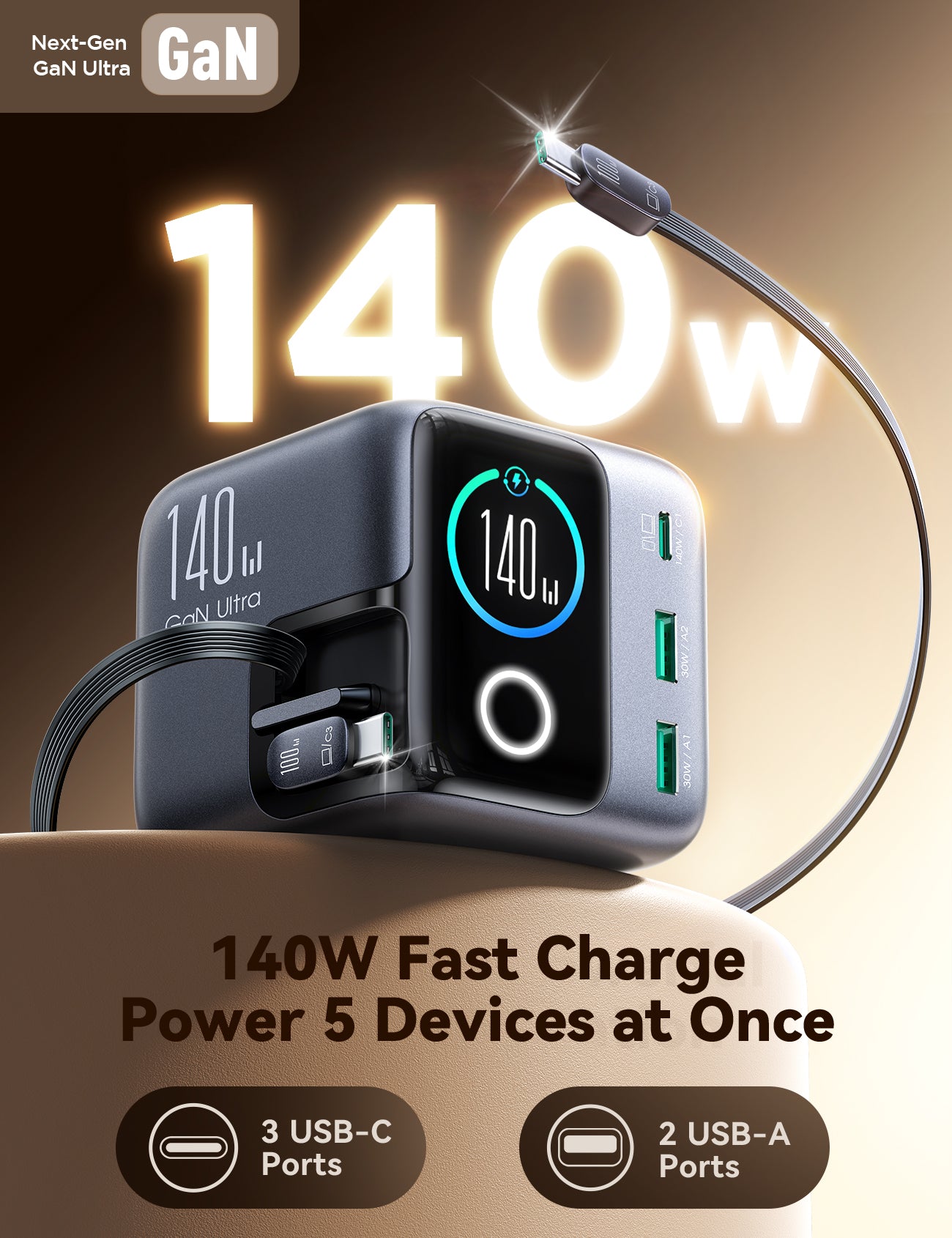 JOYROOM PODIX 140W 5-Port Desktop GaN Charger