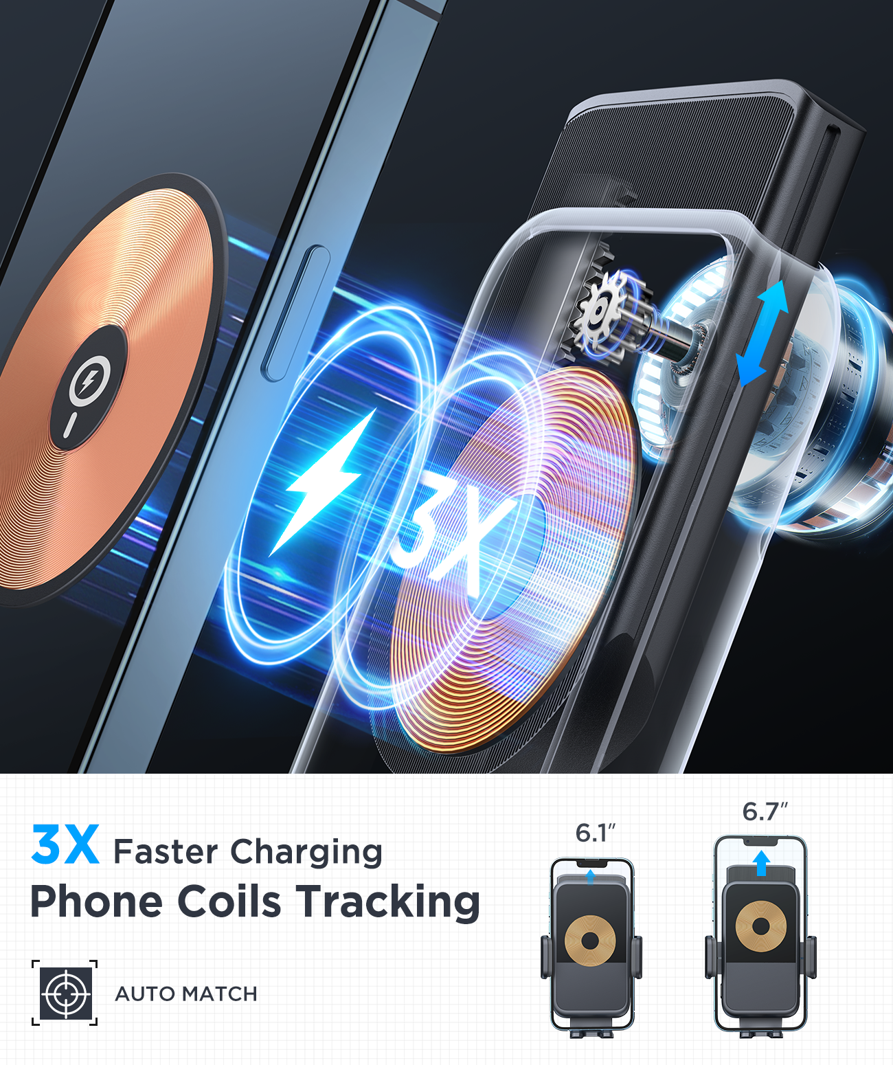 JR-ZS298 Auto Match Wireless Car Charger Holder