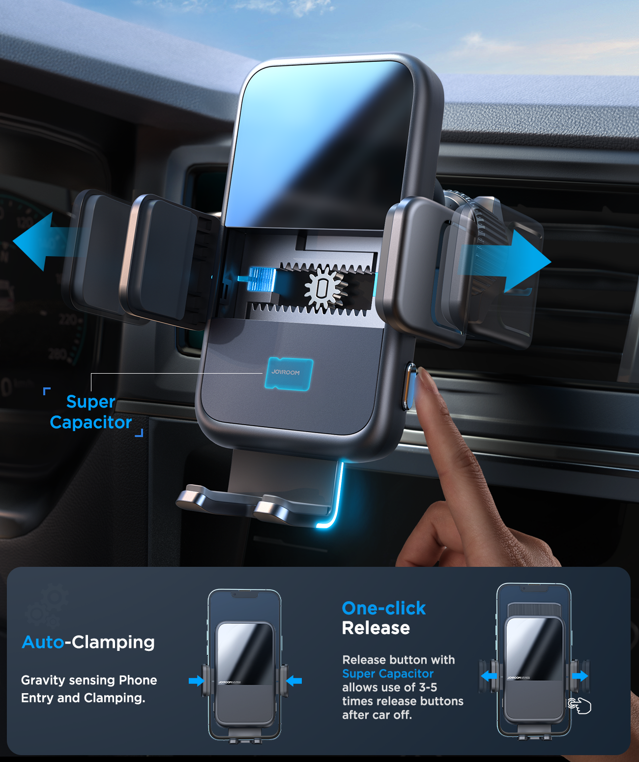 JR-ZS298 Auto Match Wireless Car Charger Holder