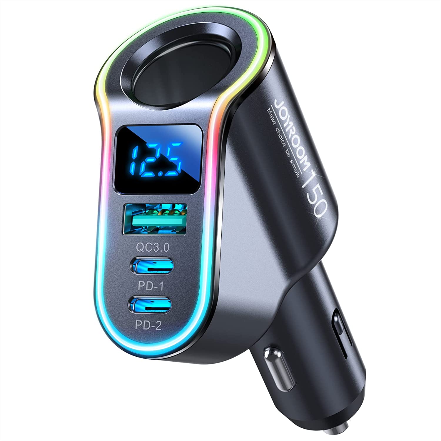 Cigarette Lighter USB Charger, JOYROOM 4 in 1 Car Charger Adapter 150W Fast Cigarette Lighter Splitter