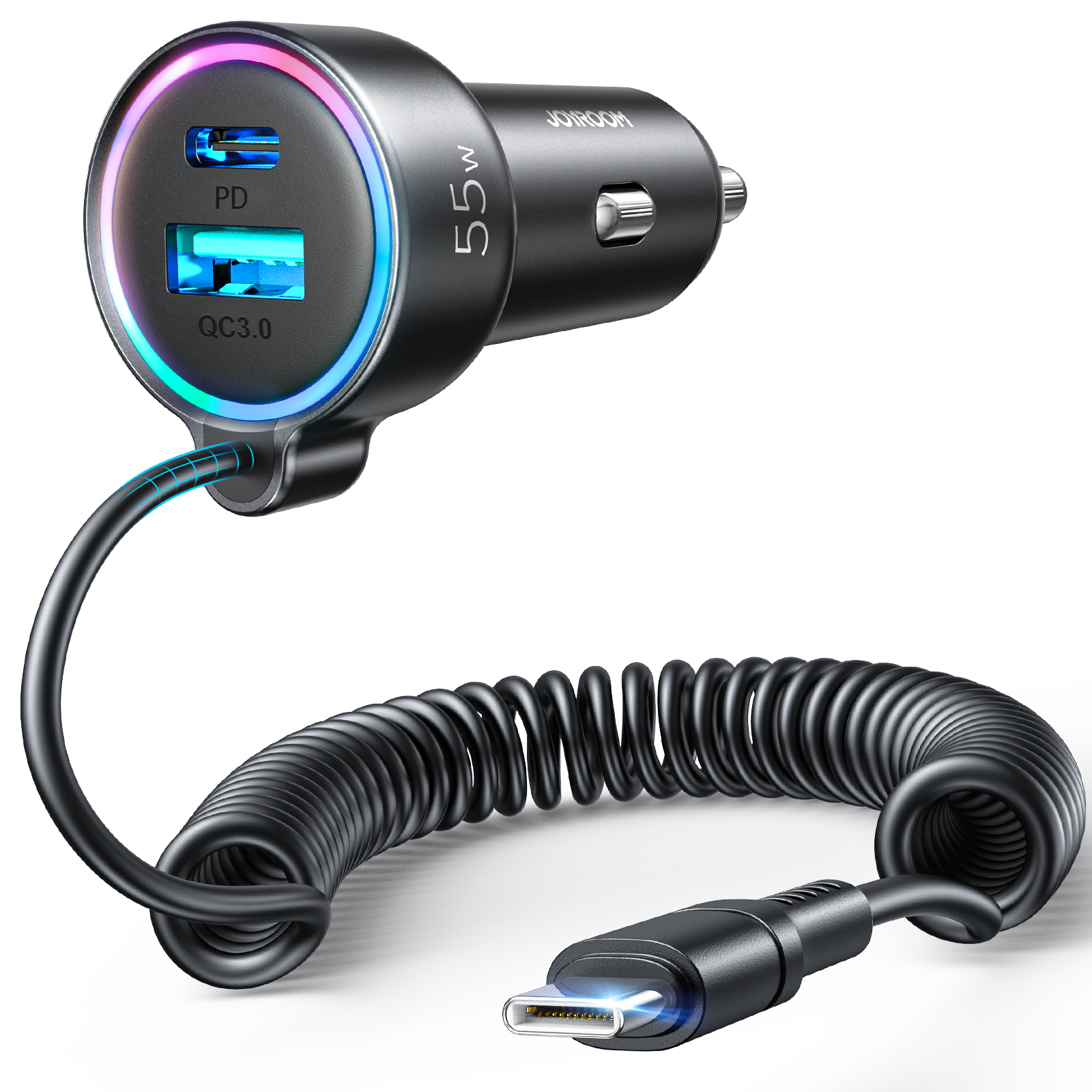 JR-CL07 60W 3-in-1 Wired Car Charger (Type-C)