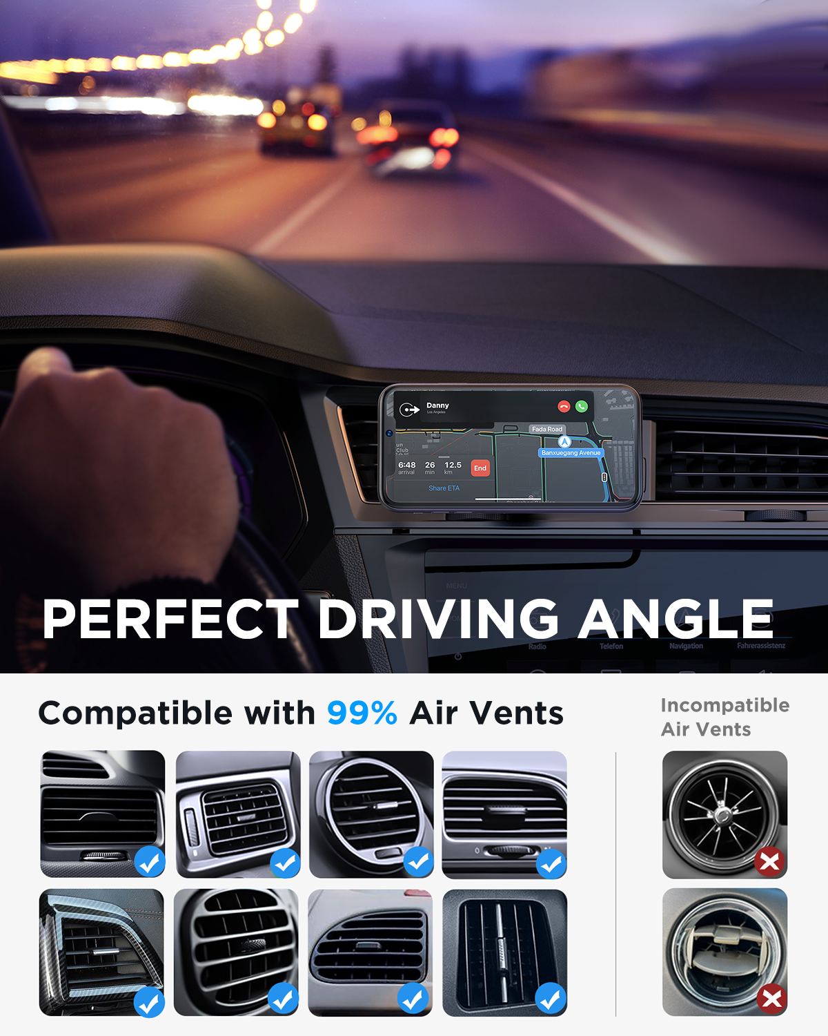 JR-ZS356 Magnetic Car Phone Mount (Air Vent) -Black