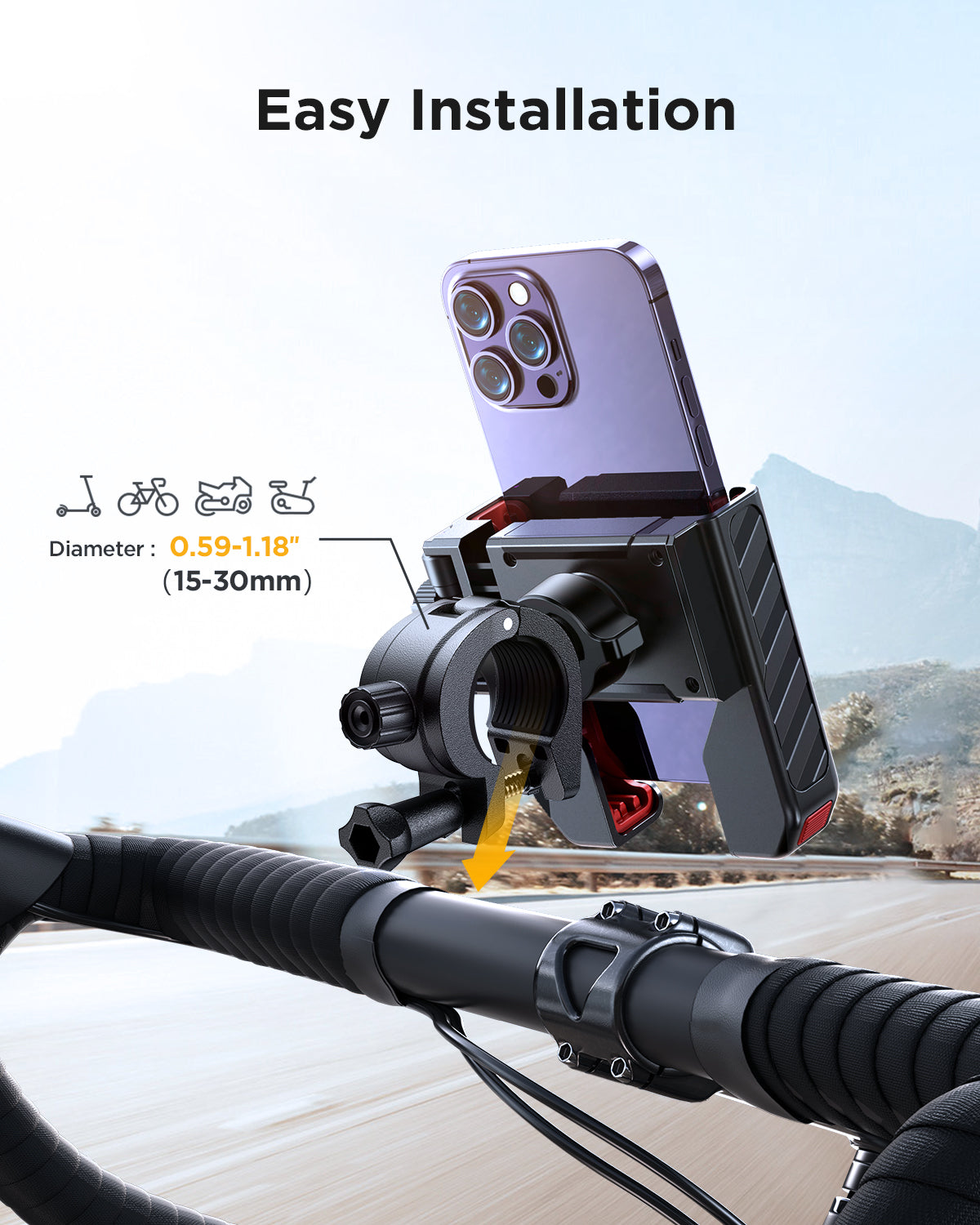 JR-ZS266 Bike Phone Mount-Black