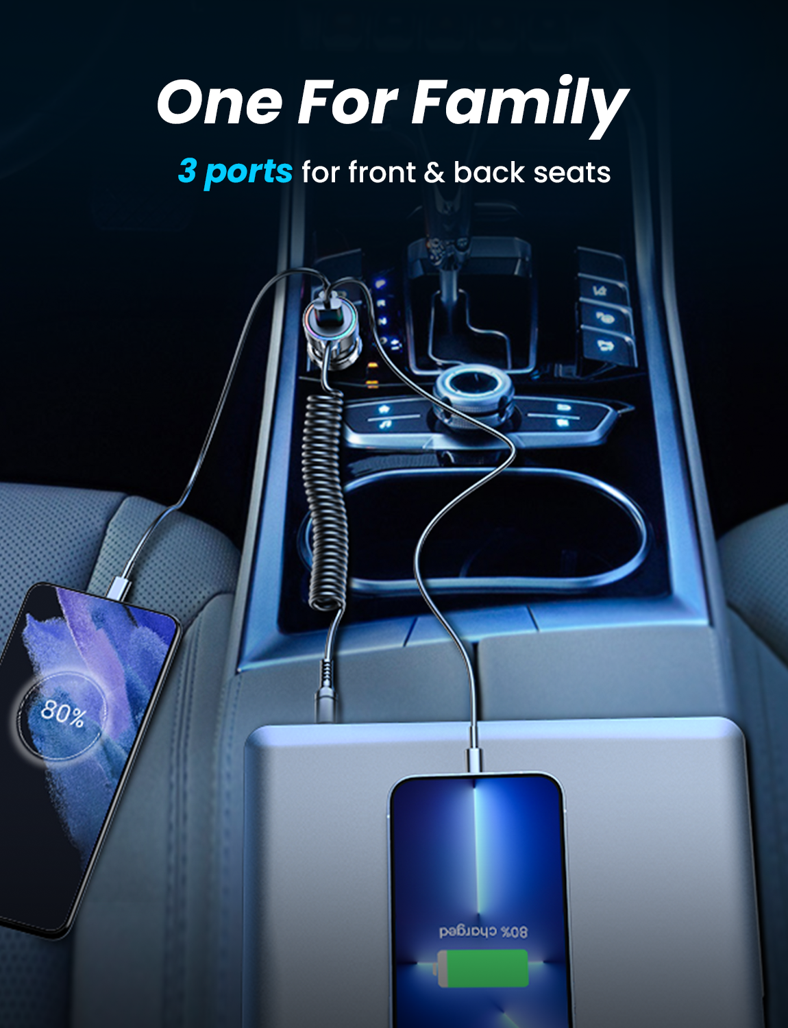 45W USB-C wired fast car charger large power output