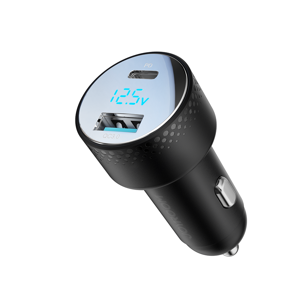 JR-CCD01 53W Dual-Port (A+C) Digital Display Car Charger-Black