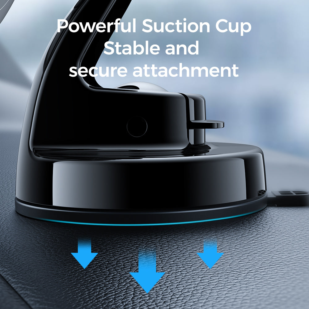 JR-ZS290 Magnetic Wireless Car Charger Holder with LED Letter Ring -Silver