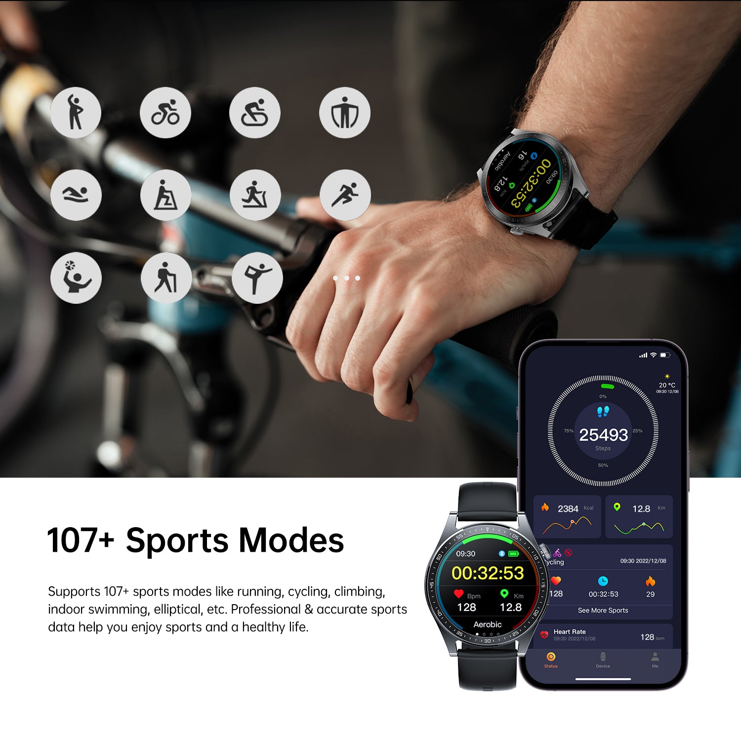 JR-FC2 Classic Series Smart Watch (Make/Answer Call) Black