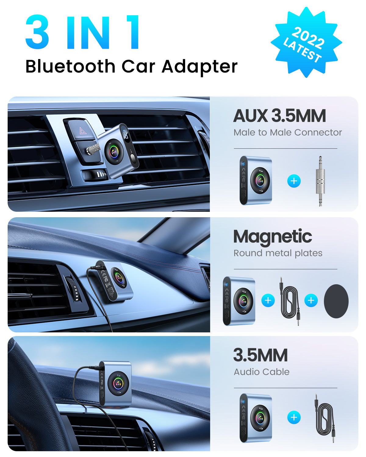 JR-CB1 Bluetooth Wireless Receiver for Car Stereo/Home Stereo/Wired Headphones/Speaker