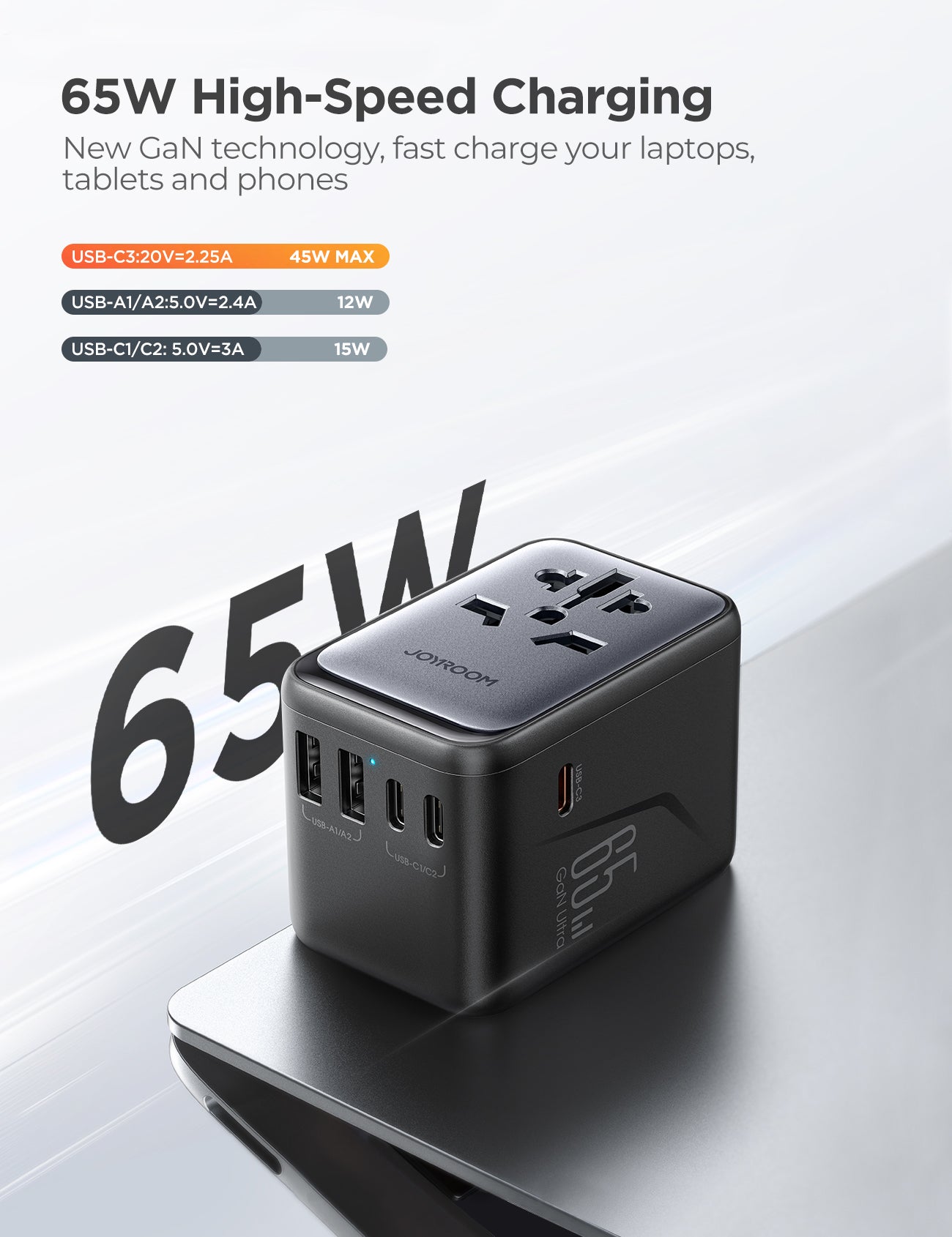 JOYROOM JR-TCW02 65W Universal Travel Adapter