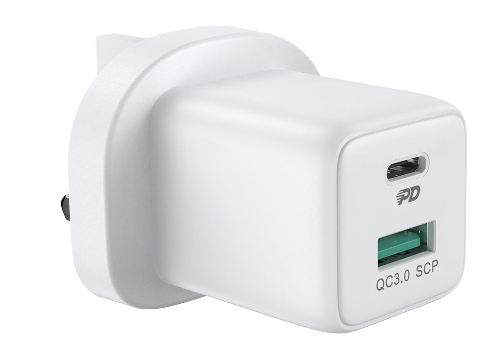 L-QP303 30W Mini Intelligent Dual-port (PD+QC3.0) Fast Charger-White
