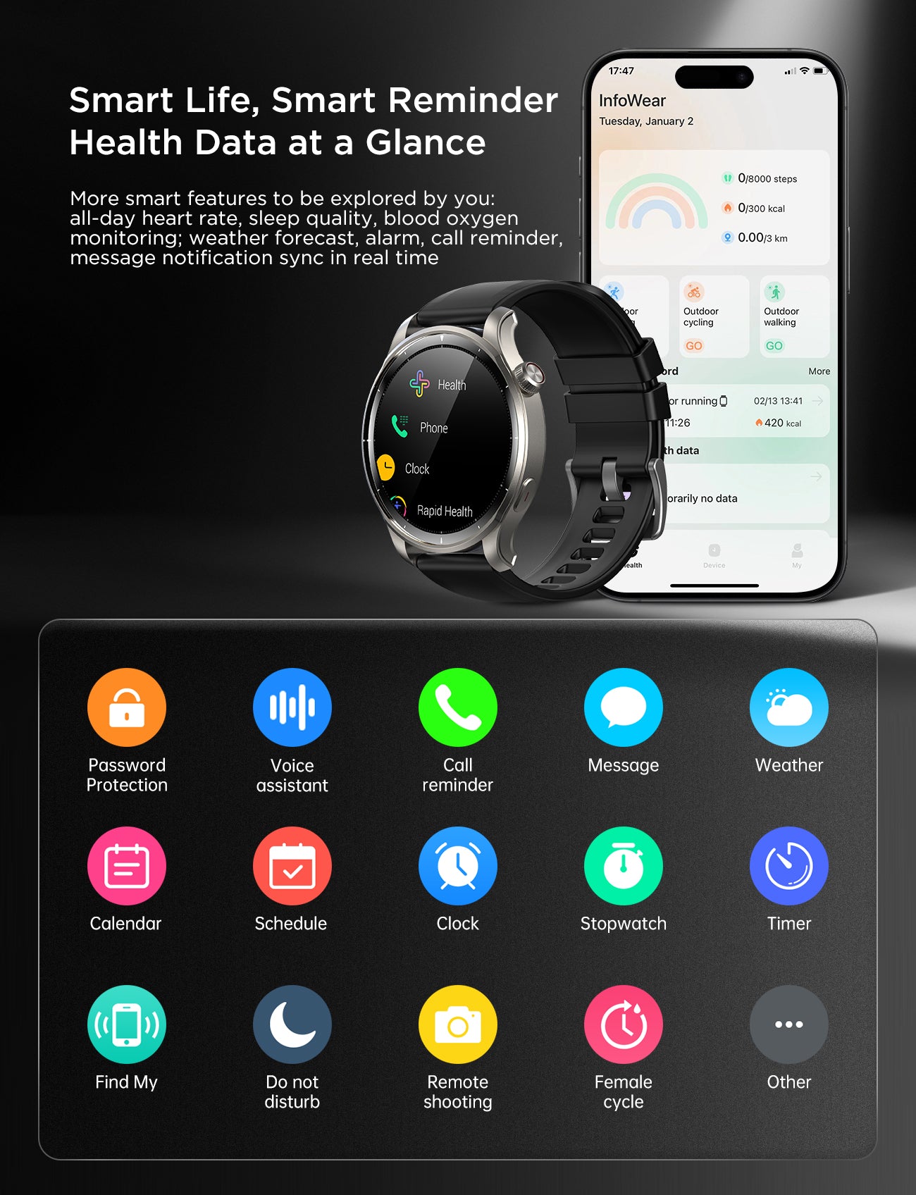 Venture Series JR-FV1 Smart Watch (Answer/ Make Call)