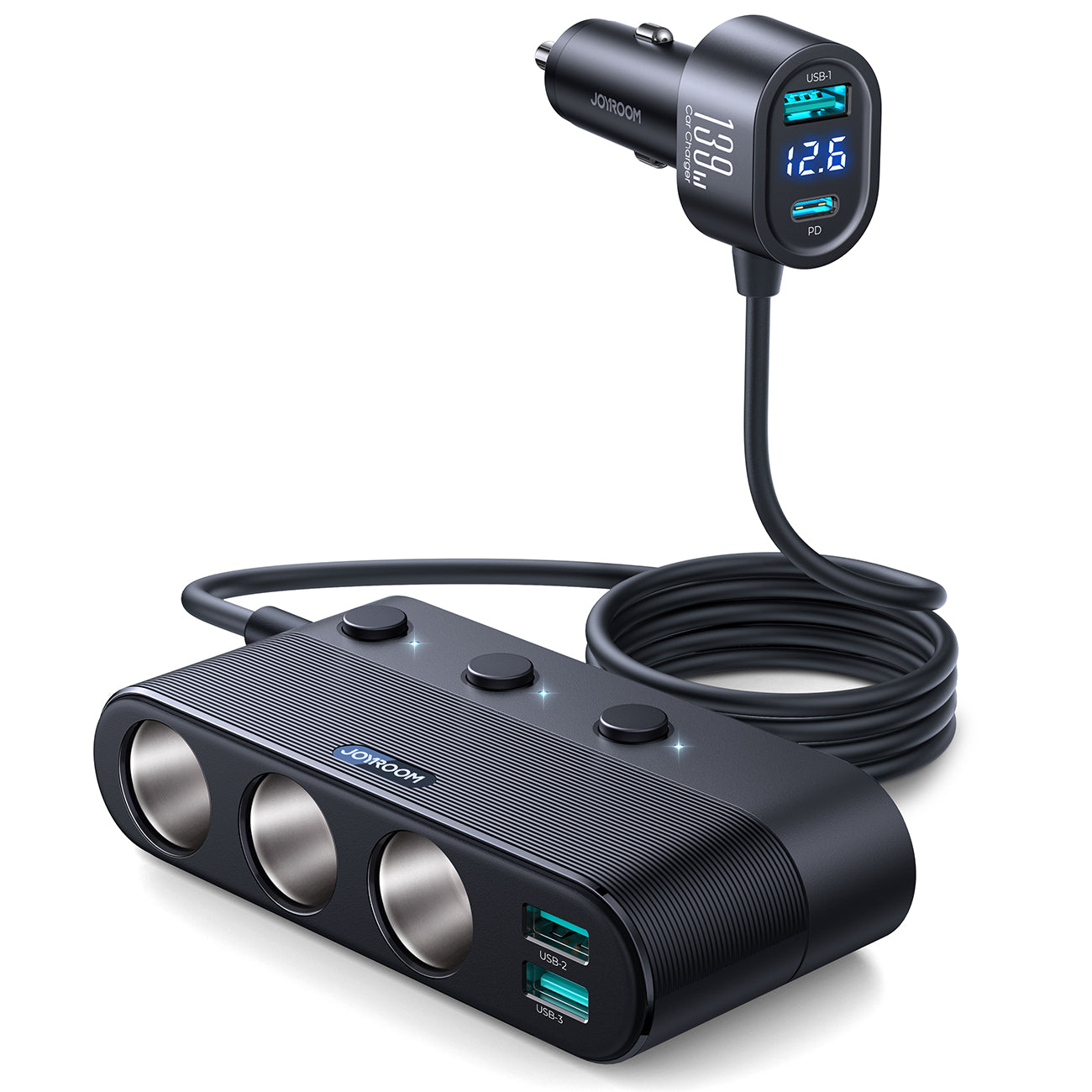 JR-CCL01 139W 7 in 1 Cigarette Lighter Splitter Car Charger-B2B