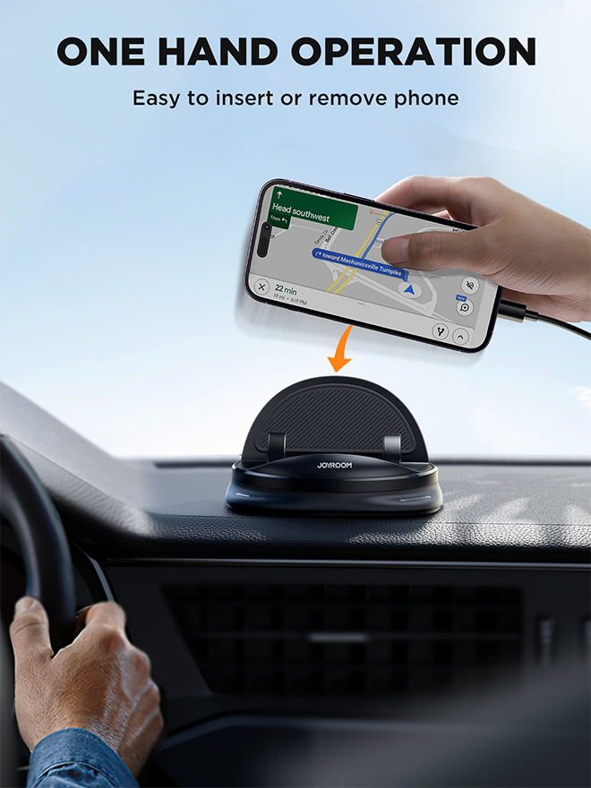 Joyroom Telefoonhouder met draadloze oplader (dashboard) - zwart Joyroom Telefoonhouder met draadloze oplader (dashboard) - zwart