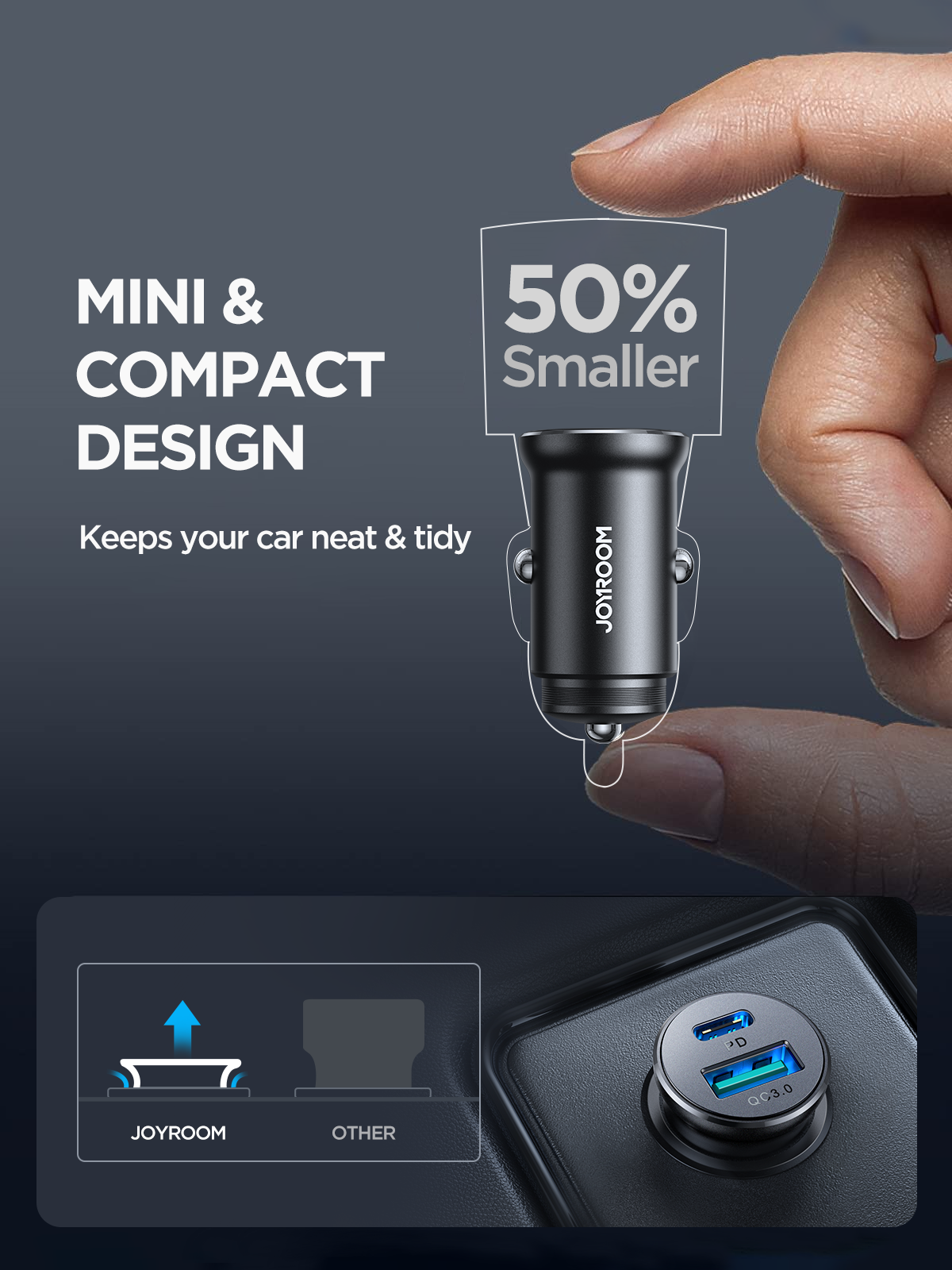 JR-CCN05 30W A+C mini Metal Car Charger