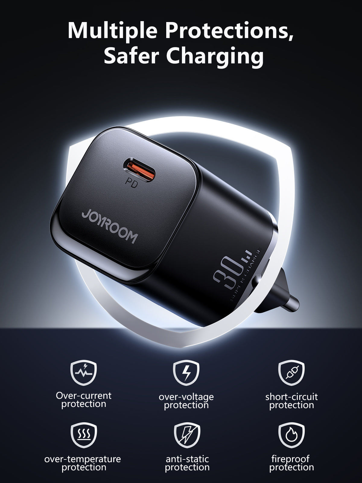 JR-TCF07 Speed Series PD 30W Single-Port Charger-Black