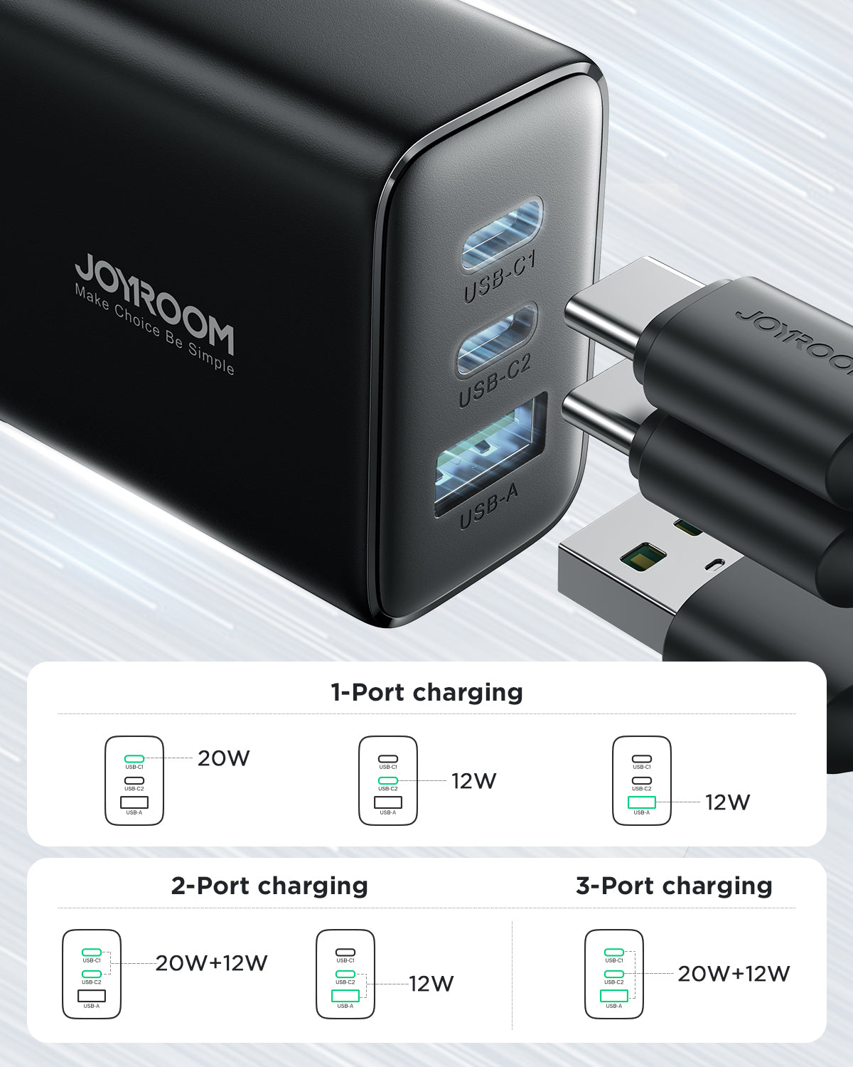 JR-TCF10 32W 2C1A Fast Charger-Black