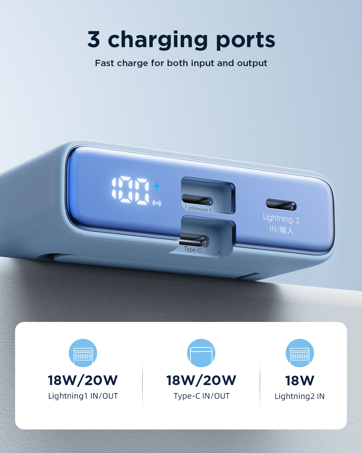JOYROOM JR-PBM01 20W Power Bank 10000mAh with Built-in Cable&Kickstand