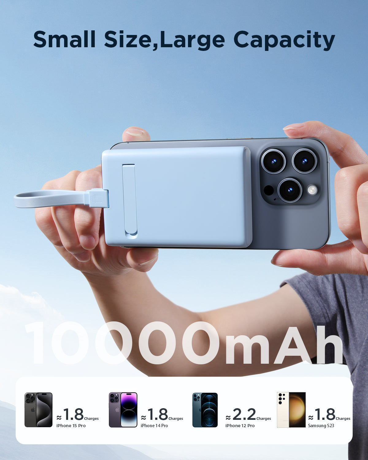 JOYROOM JR-PBM01 20W Power Bank 10000mAh with Built-in Cable&Kickstand