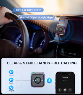 JR-CB3 Wireless Receiver, JOYROOM Bluetooth 5.3 Car Bluetooth Aux Adapter with Dual Mics and Noise Cancellation, AUX Bluetooth Car Kit with Plug and Play, Noise Filter for Hands-Free Calls and Stereo Audio