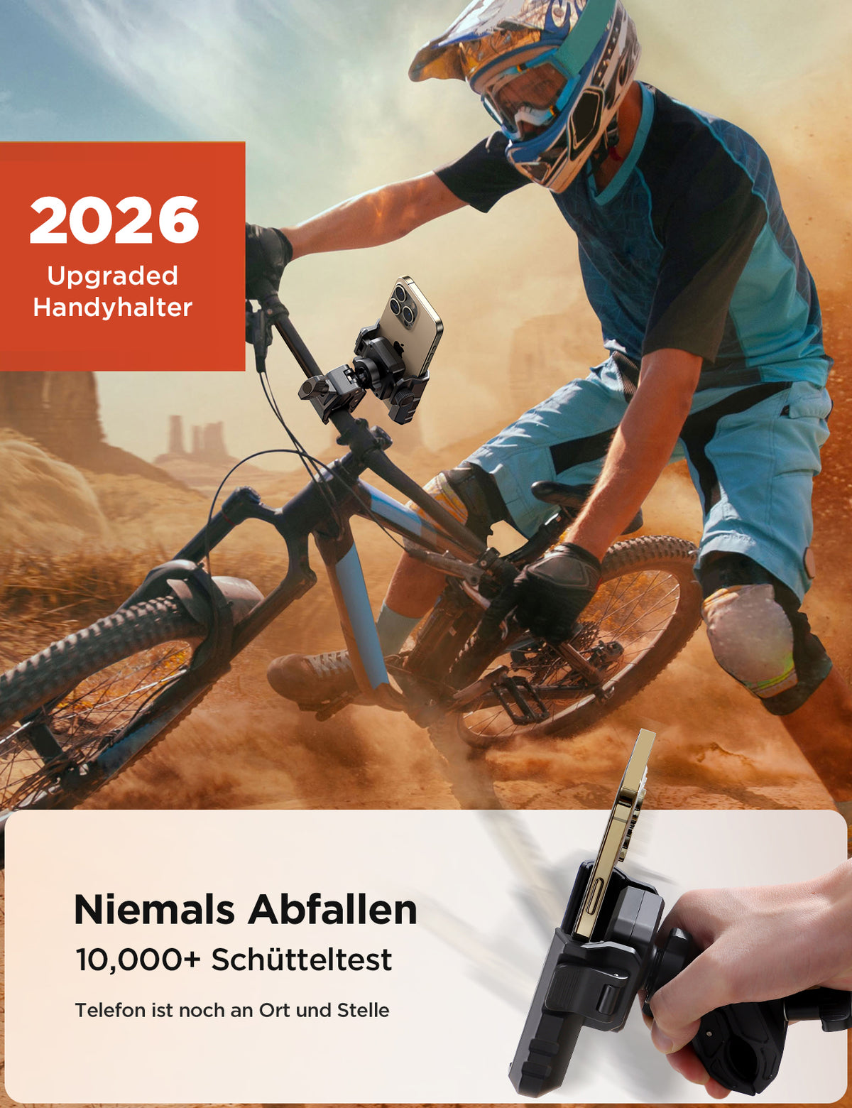 JOYROOM 2026 Handyhalterung Fahrrad 【10,000+ Schütteltest】 1S Schnellverschluss, Rutschfestes Silikon, Handyhalter Fahrrad Lenker Kompatibel für iPhone 17/16, Samsung S26/S25 (4,7-7 Zoll Smartphones)