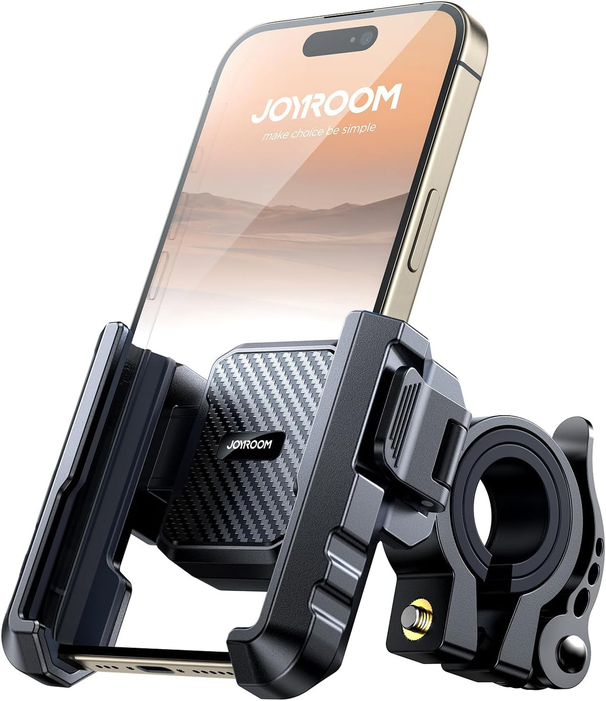JOYROOM 2026 Fahrrad Handyhalterung, Anti Shake Stoßdämpfender mit 1S Schnellverschluss, Universelle Handyhalterung Motorrad für 4.7-7.0 Zoll Smartphones, Kompatibel für iPhone 17 & Samsung, Schwarz