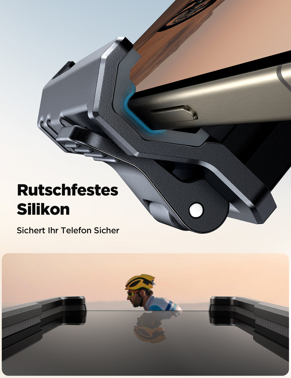 JOYROOM 2026 Fahrrad Handyhalterung, Anti Shake Stoßdämpfender mit 1S Schnellverschluss, Universelle Handyhalterung Motorrad für 4.7-7.0 Zoll Smartphones, Kompatibel für iPhone 17 & Samsung, Schwarz