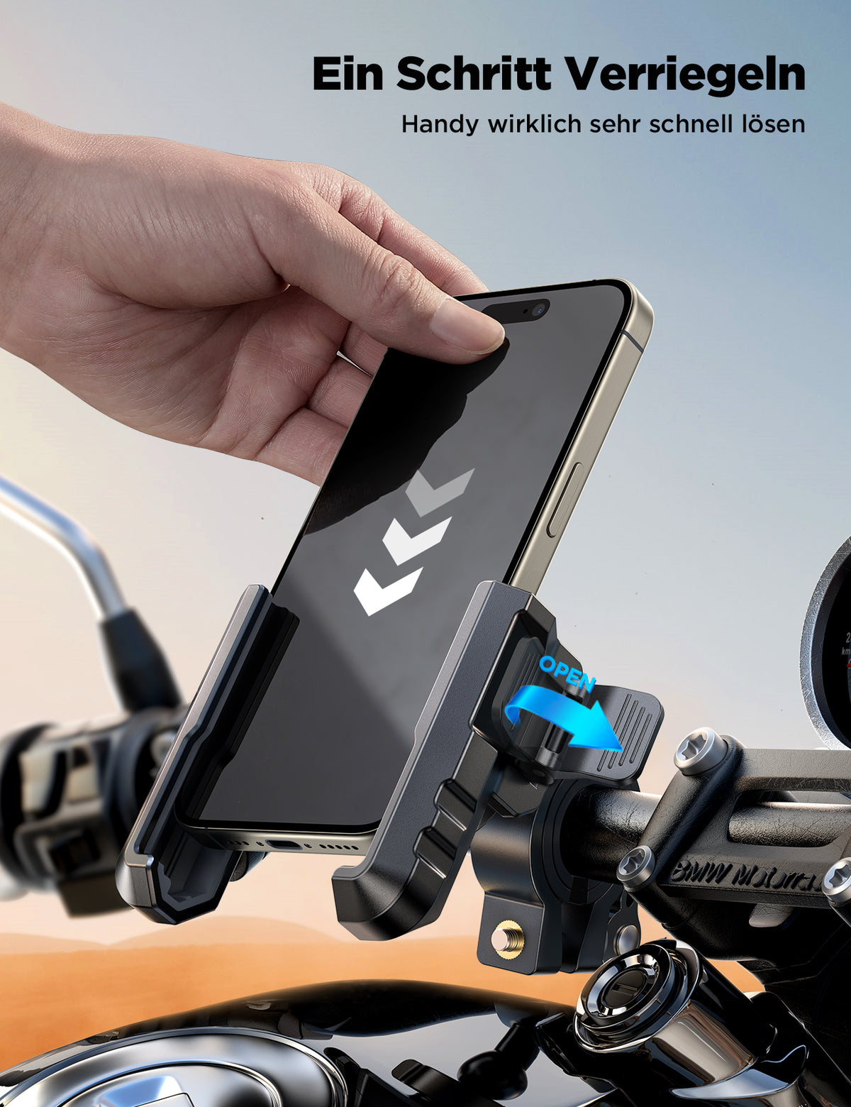 JOYROOM 2026 Fahrrad Handyhalterung, Anti Shake Stoßdämpfender mit 1S Schnellverschluss, Universelle Handyhalterung Motorrad für 4.7-7.0 Zoll Smartphones, Kompatibel für iPhone 17 & Samsung, Schwarz