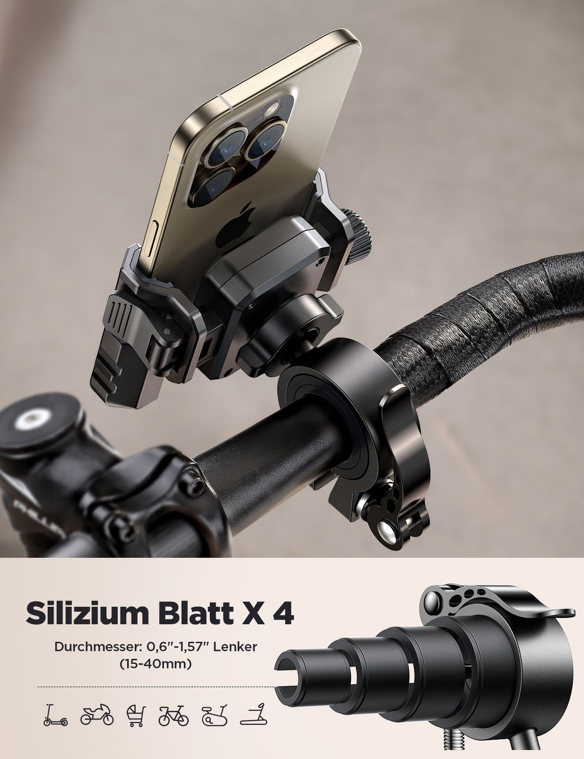 JOYROOM 2026 Fahrrad Handyhalterung, Anti Shake Stoßdämpfender mit 1S Schnellverschluss, Universelle Handyhalterung Motorrad für 4.7-7.0 Zoll Smartphones, Kompatibel für iPhone 17 & Samsung, Schwarz