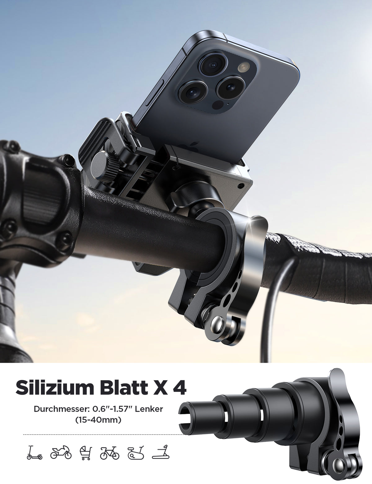 JOYROOM 2026 Fahrrad Handyhalterung, Anti Shake Stoßdämpfender mit 1S Schnellverschluss, Universelle Handyhalterung Motorrad für 4.7-7.0 Zoll Smartphones, Kompatibel für iPhone 17 & Samsung, Schwarz
