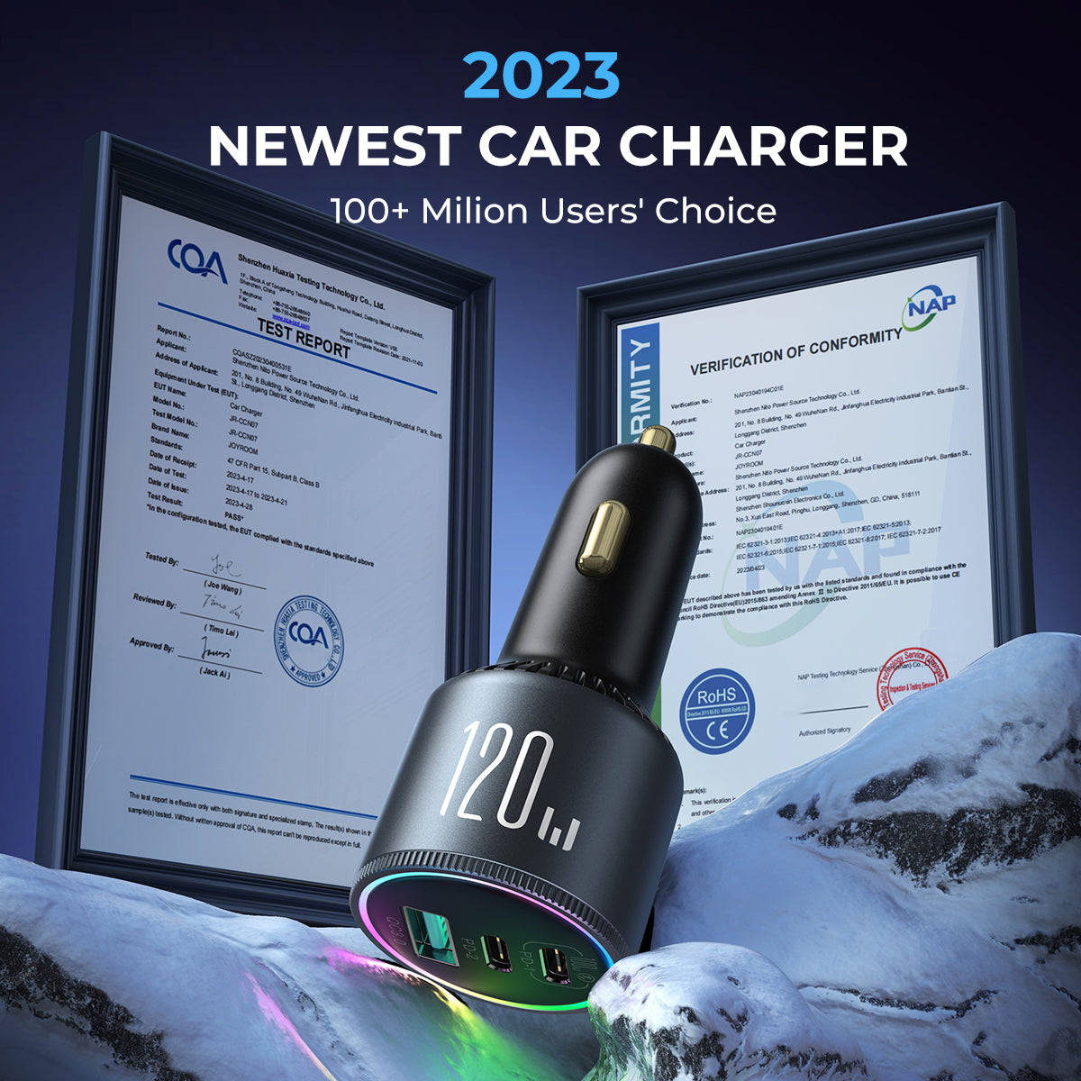 JOYROOM JR-CCN07 120W 3-Port (2PD+1QC3.0) Car Charger