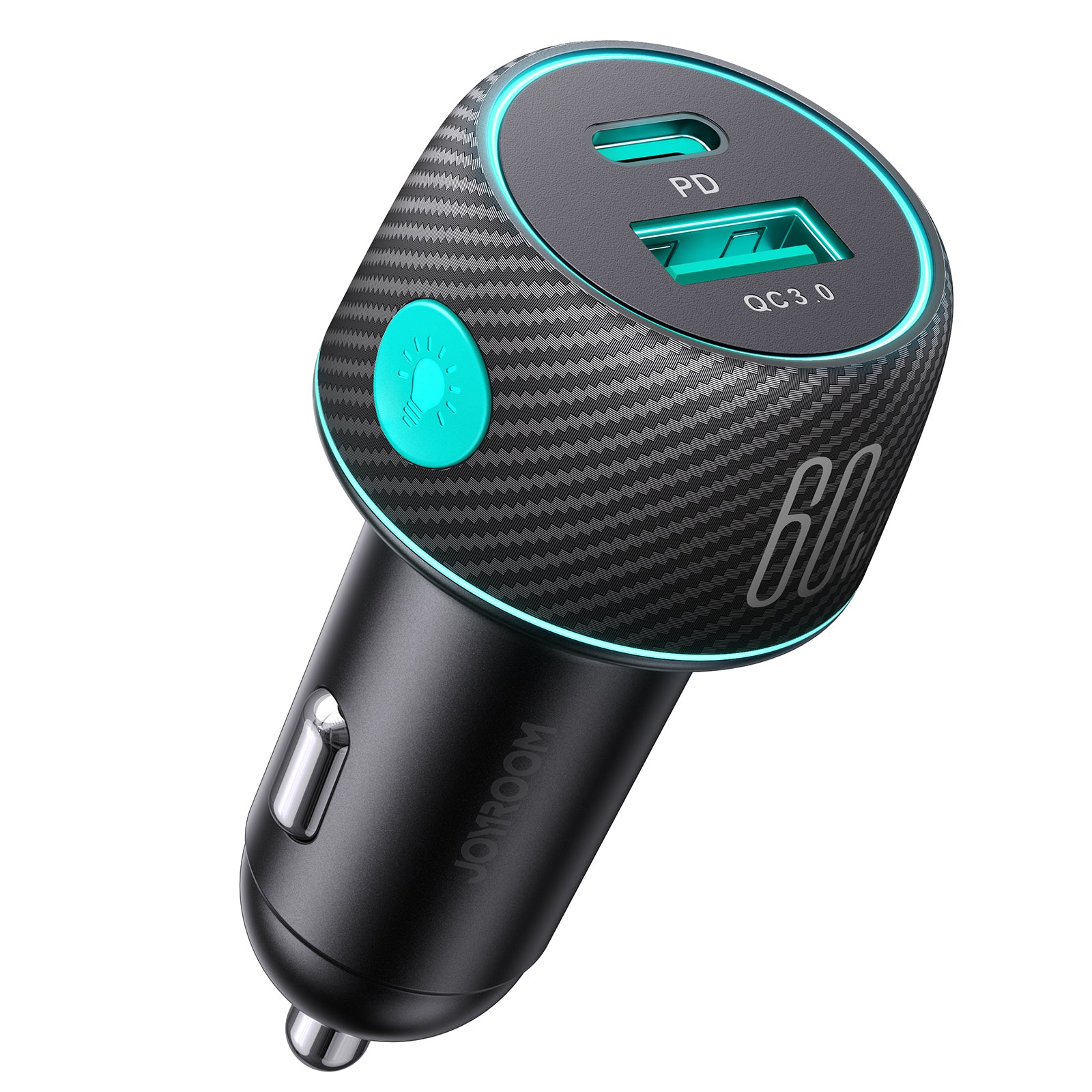 JOYROOM JR-CCN01 60W 1A+1C Multi-Color Car Charger with Light Button B2B